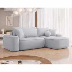 Enma - Canapé d'angle réversible 4 places convertible avec coffre en tissu texturé