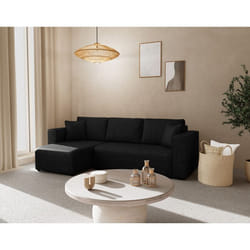 Topaze - canapé d'angle réversible 4 places convertible avec coffre en simili