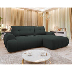 Luzzio - Canapé d'angle droit 4 places convertible avec coffre en tissu texturé