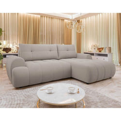 Luzzio - Canapé d'angle droit 4 places convertible avec coffre en tissu texturé