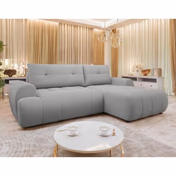 Luzzio - Canapé d'angle droit 4 places convertible avec coffre en tissu texturé