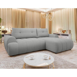 Luzzio - Canapé d'angle droit 4 places convertible avec coffre en tissu texturé