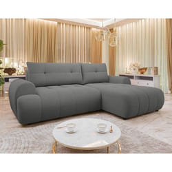 Luzzio - Canapé d'angle droit 4 places convertible avec coffre en tissu texturé