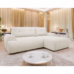 Luzzio - Canapé d'angle droit 4 places convertible avec coffre en tissu texturé