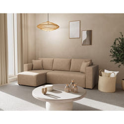 Topaze - canapé d'angle réversible 4 places convertible avec coffre en simili