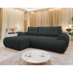 Luzzio - Canapé d'angle gauche 4 places convertible avec coffre en tissu texturé