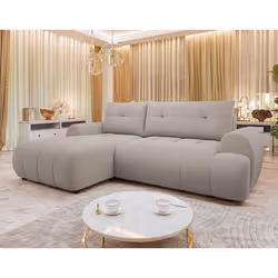 Luzzio - Canapé d'angle gauche 4 places convertible avec coffre en tissu texturé