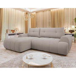Luzzio - Canapé d'angle gauche 4 places convertible avec coffre en tissu texturé