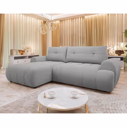 Luzzio - Canapé d'angle gauche 4 places convertible avec coffre en tissu texturé