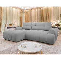 Luzzio - Canapé d'angle gauche 4 places convertible avec coffre en tissu texturé