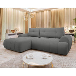 Luzzio - Canapé d'angle gauche 4 places convertible avec coffre en tissu texturé