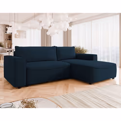 Aurelia - Canapé d'angle droit 4 places convertible avec coffre en tissu texturé
