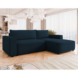 Aurelia - Canapé d'angle droit 4 places convertible avec coffre en tissu texturé