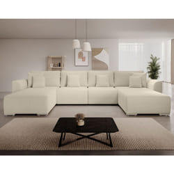 Bestmobilier - Gabriel - canapé panoramique en u 7 places convertible avec coffre en tissu texturé