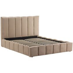 Mermaid - lit coffre - 160x200 cm - en velours - sommier inclus - taupe