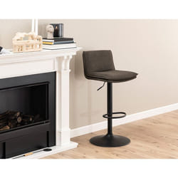 Alora - lot de 2 tabourets - ajustables et pivotants - en tissu texturé et suédine - gris anthracite