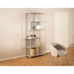 Anthea - étagère filaire métal avec plaquage en bois blanchi - 77 cm - gris