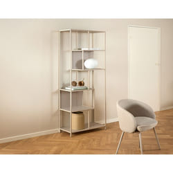 Anthea - étagère filaire métal avec plaquage en bois blanchi - 77 cm - gris