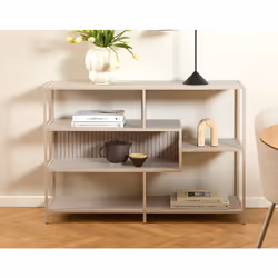 Anthea - étagère filaire métal avec plaquage en bois blanchi - 114 cm - gris