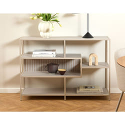 Anthea - étagère filaire métal avec plaquage en bois blanchi - 114 cm - gris