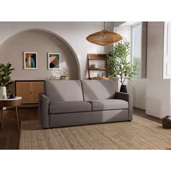 Julia - canapé 3 places convertible couchage quotidien matelas 18 cm en tissu - Gris