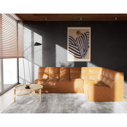 Alya - canapé modulable dangle réversible 4 places en simili - Cognac