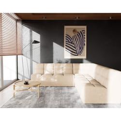 Alya - canapé modulable dangle réversible 5 places en simili - Beige