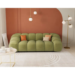 Lisa Design - Ava - canapé 3 places bubble en velours texturé - vert