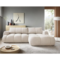 Yulin - canapé d'angle droit 4 places convertible avec coffre en tissu bouclette