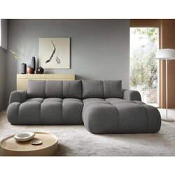 Yulin - Canapé d'angle droit 4 places convertible avec coffre en tissu bouclette