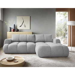 Yulin - canapé d'angle droit 4 places convertible avec coffre en tissu bouclette