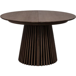 Freya - table à manger ronde extensible - effet bois foncé - 4 à 8 personnes