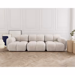 Grace - canapé modulable 3 places en velours texturé - Beige