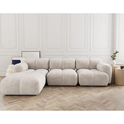 Grace - canapé modulable dangle réversible 4 places en velours texturé - Beige