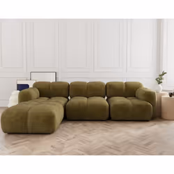 Grace - canapé modulable dangle réversible 4 places en velours texturé - Vert Olive