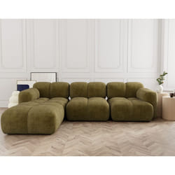 Grace - canapé modulable dangle réversible 4 places en velours texturé - Vert Olive