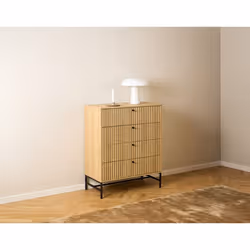 Marc - commode 4 tiroirs - bois - pieds en métal