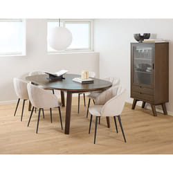 Pauline - table à manger ronde extensible - chêne foncé - 4 à 8 personnes