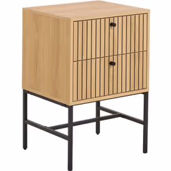 Marc - table de chevet - bois - pieds en métal - 2 tiroirs