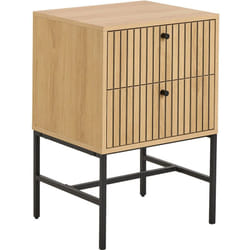 Marc - table de chevet - bois - pieds en métal - 2 tiroirs