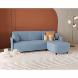 Calypso - canapé dangle réversible 4 places convertible avec coffre en tissu - Bleu