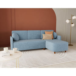 Calypso - canapé dangle réversible 4 places convertible avec coffre en tissu - Bleu