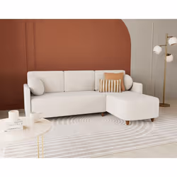 Calypso - canapé dangle réversible 4 places convertible avec coffre en tissu - Beige