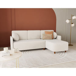 Calypso - canapé dangle réversible 4 places convertible avec coffre en tissu - Beige
