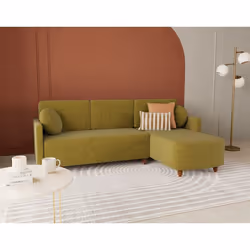 Calypso - canapé dangle réversible 4 places convertible avec coffre en tissu - Vert Olive