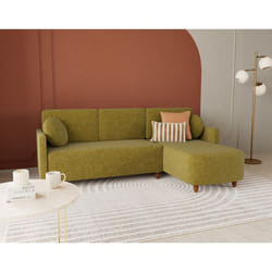 Calypso - canapé dangle réversible 4 places convertible avec coffre en tissu - Vert Olive