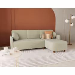 Calypso - canapé dangle réversible 4 places convertible avec coffre en tissu - Vert sauge