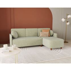 Calypso - canapé dangle réversible 4 places convertible avec coffre en tissu - Vert sauge