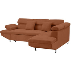 Bestmobilier - Margaux - canapé d'angle droit 5 places convertible avec coffre et têtières réglables en velours texturé