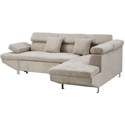 Bestmobilier - Margaux - canapé d'angle droit 5 places convertible avec coffre et têtières réglables en velours texturé